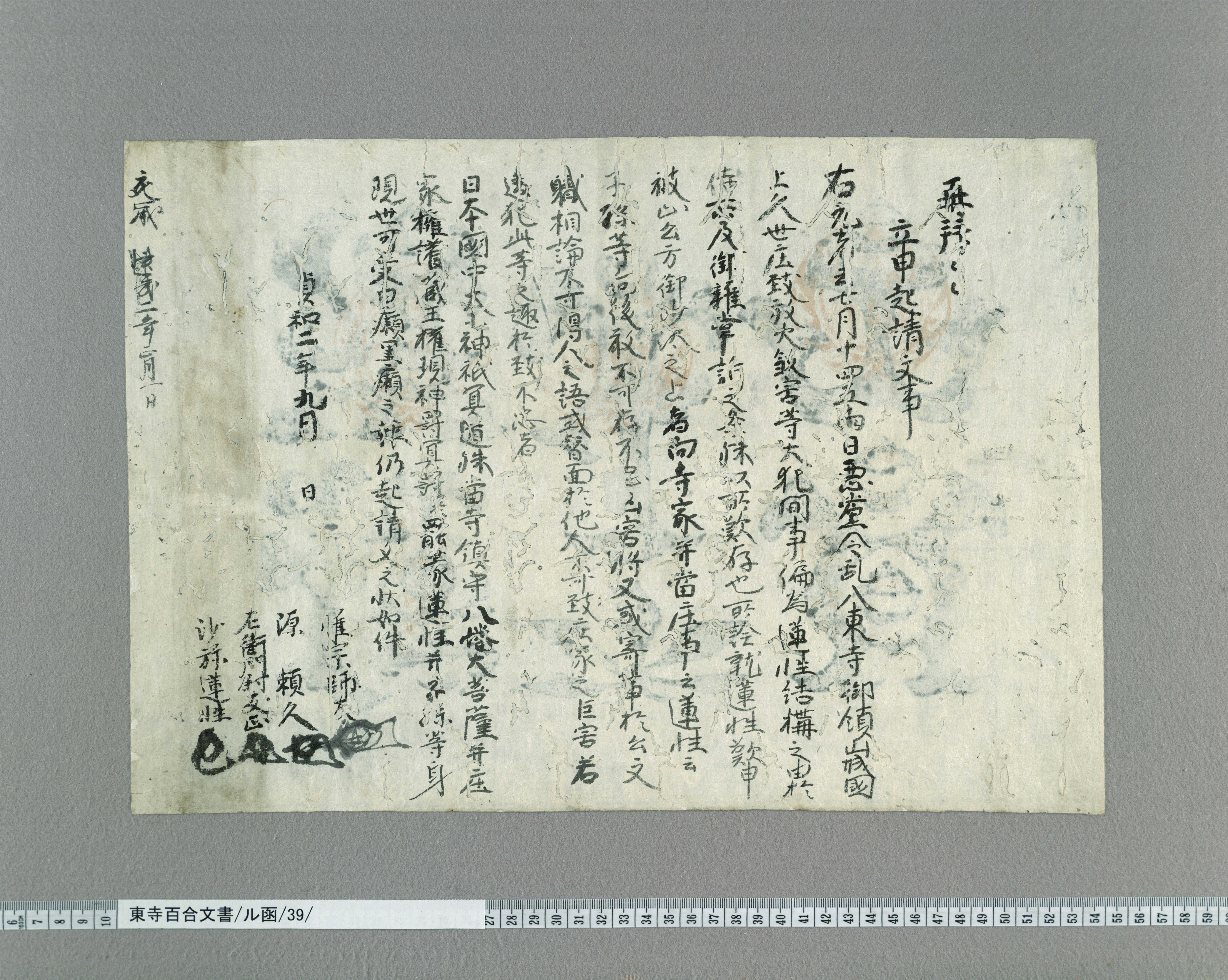ル函/39/：沙弥蓮性等連署起請文｜文書詳細｜東寺百合文書